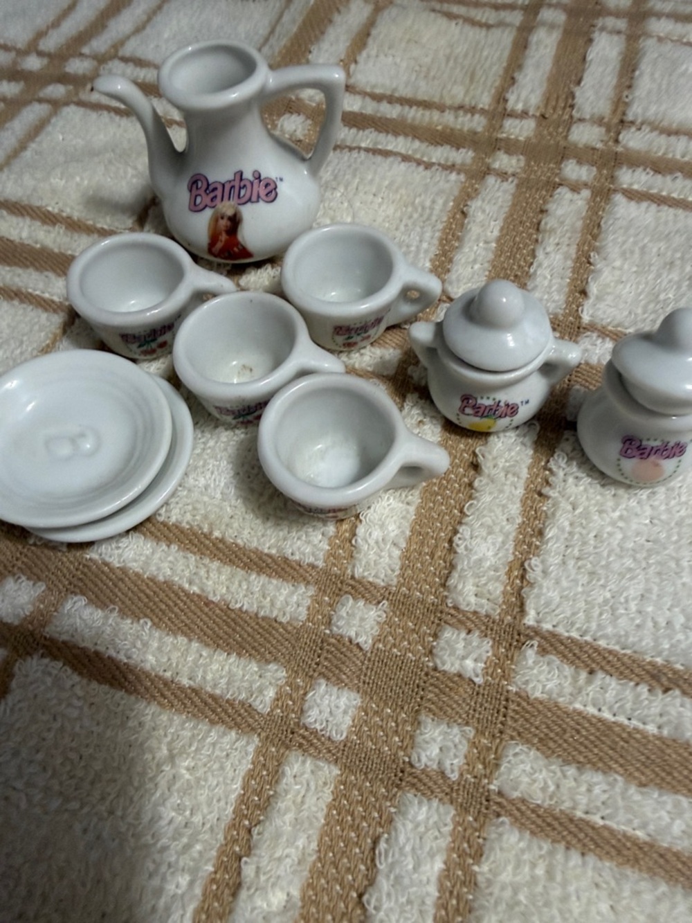 Barbie White Miniature Tea Set with Pink Logo